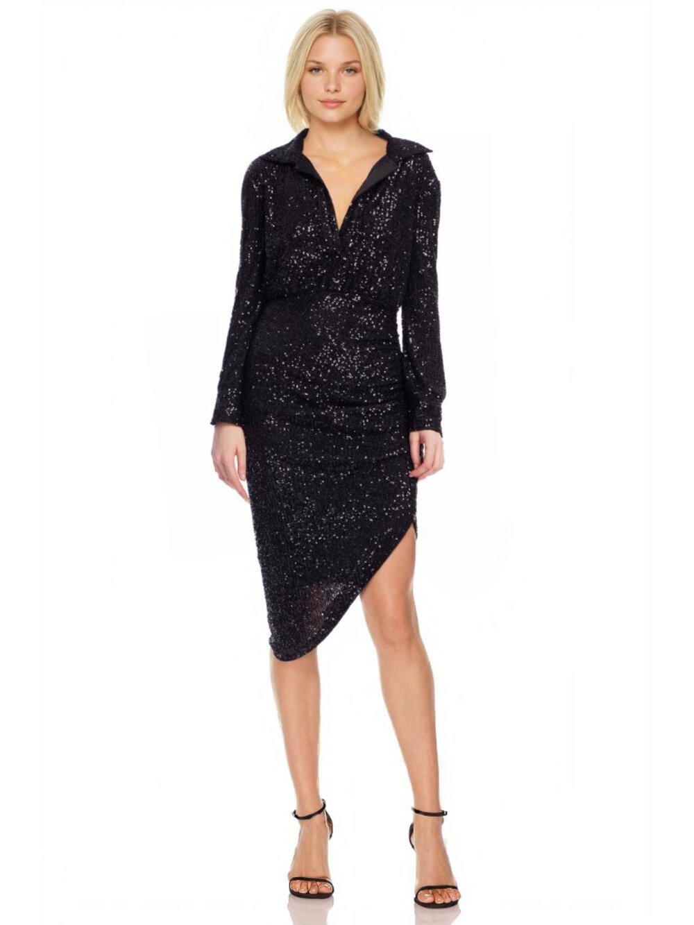 Jewel by Badgley Mischka | Asymmetrical Hem Collared Midi Dress | NWT